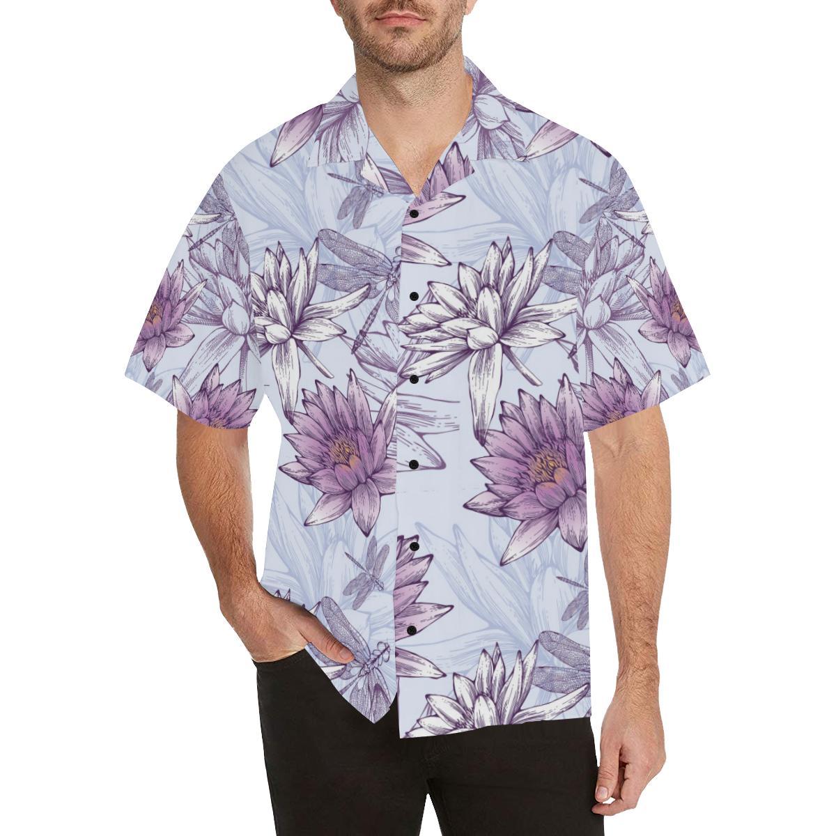 Water Lily Pattern Print Design Wl Hawaiian Shirt