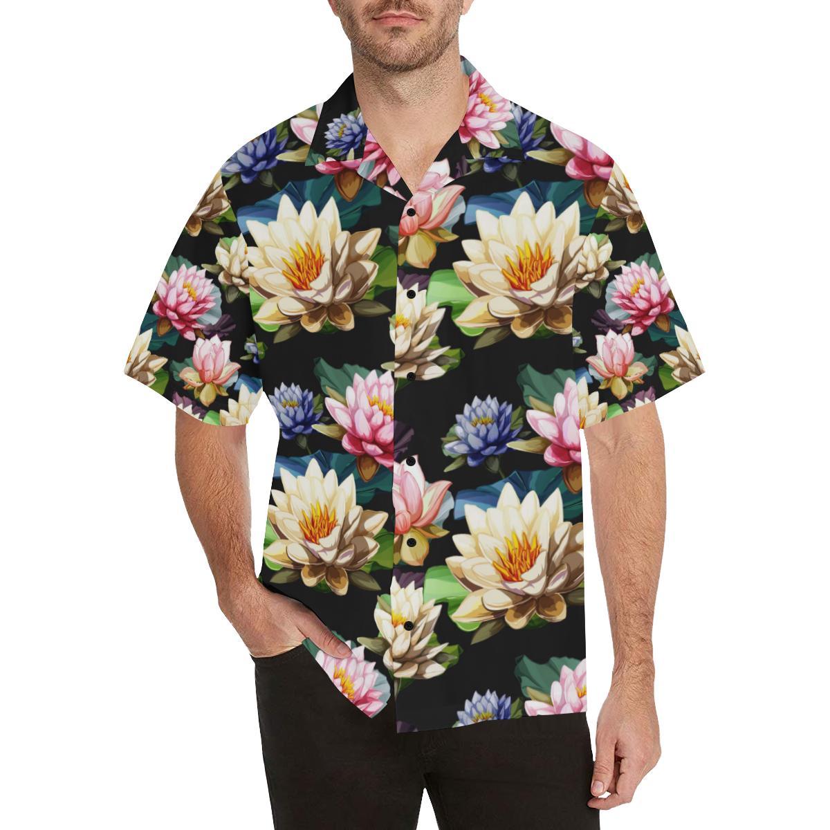 Water Lily Pattern Print Design Wl Hawaiian Shirt