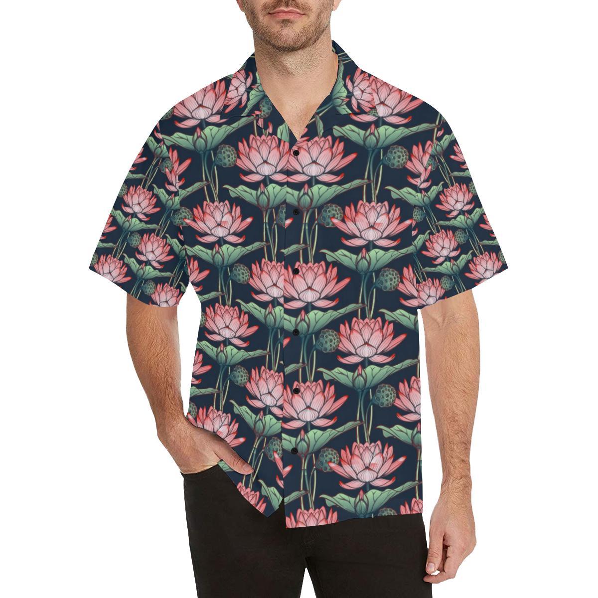 Water Lily Pattern Print Design Wl Hawaiian Shirt