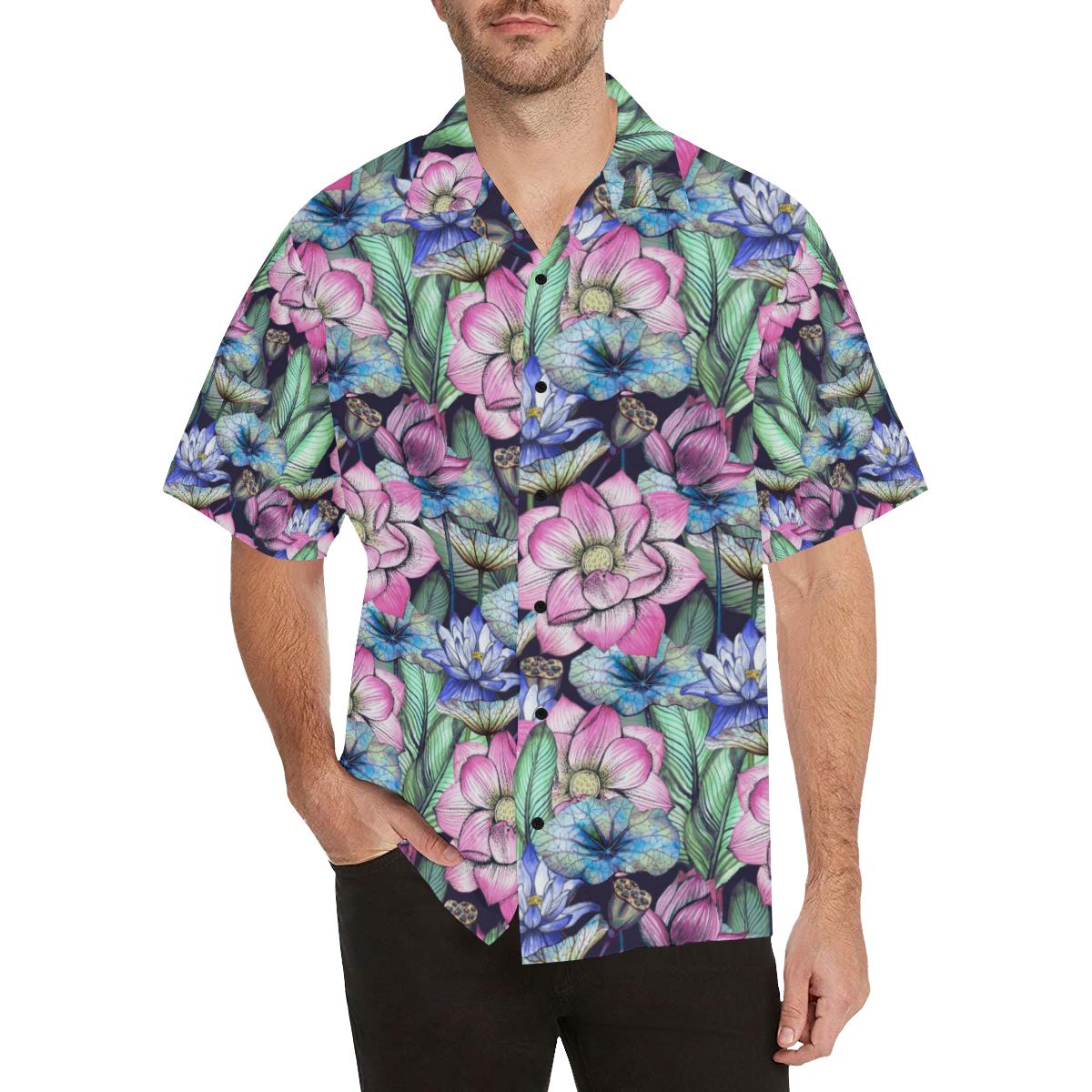 Water Lily Pattern Print Design Wl Hawaiian Shirt