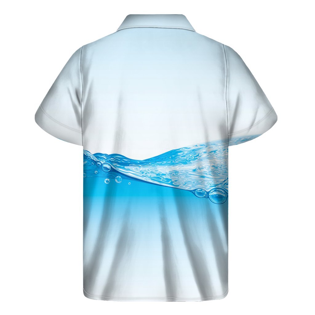 Water Wave Print Mens Short Sleeve Shirt Hawaiian