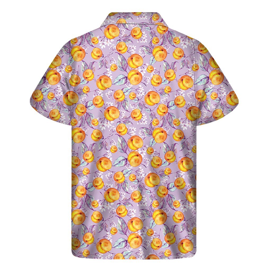 Watercolor Apricot Fruit Pattern Print Mens Short Sleeve Shirt Hawaiian