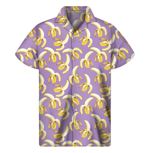 Watercolor Banana Pattern Print Mens Short Sleeve Shirt Hawaiian