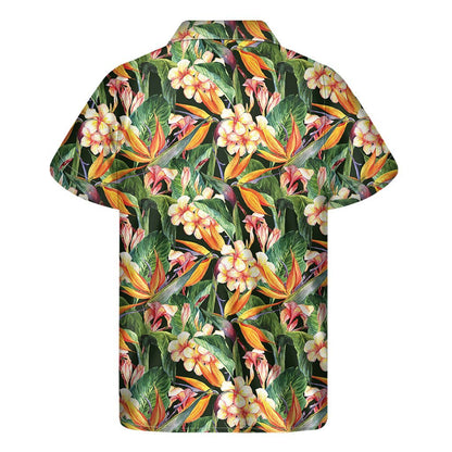 Watercolor Bird Of Paradise Print Mens Short Sleeve Shirt Hawaiian