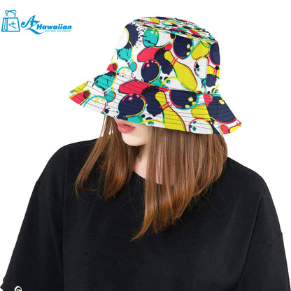 watercolor bowling ball pins Unisex Bucket Hat