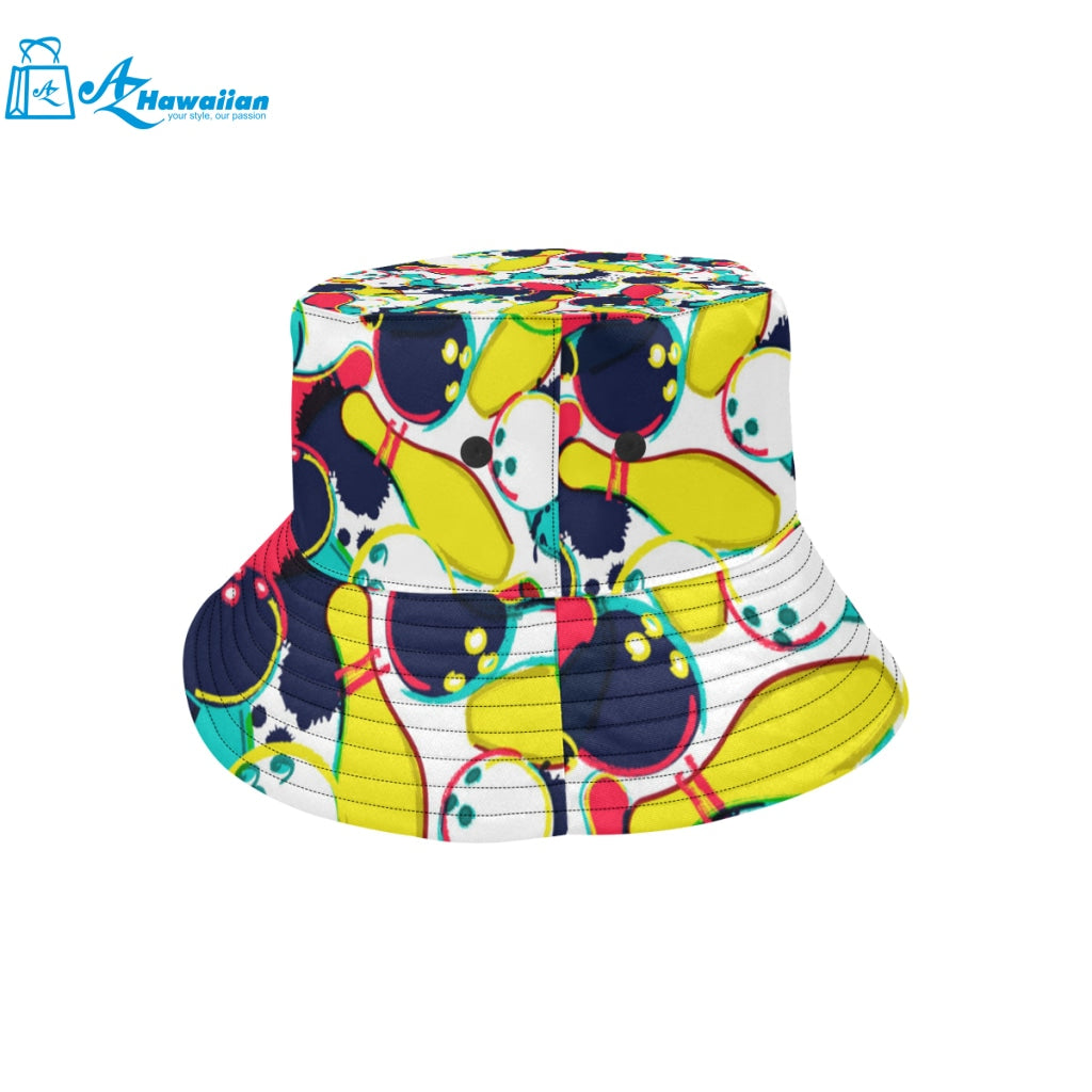 watercolor bowling ball pins Unisex Bucket Hat