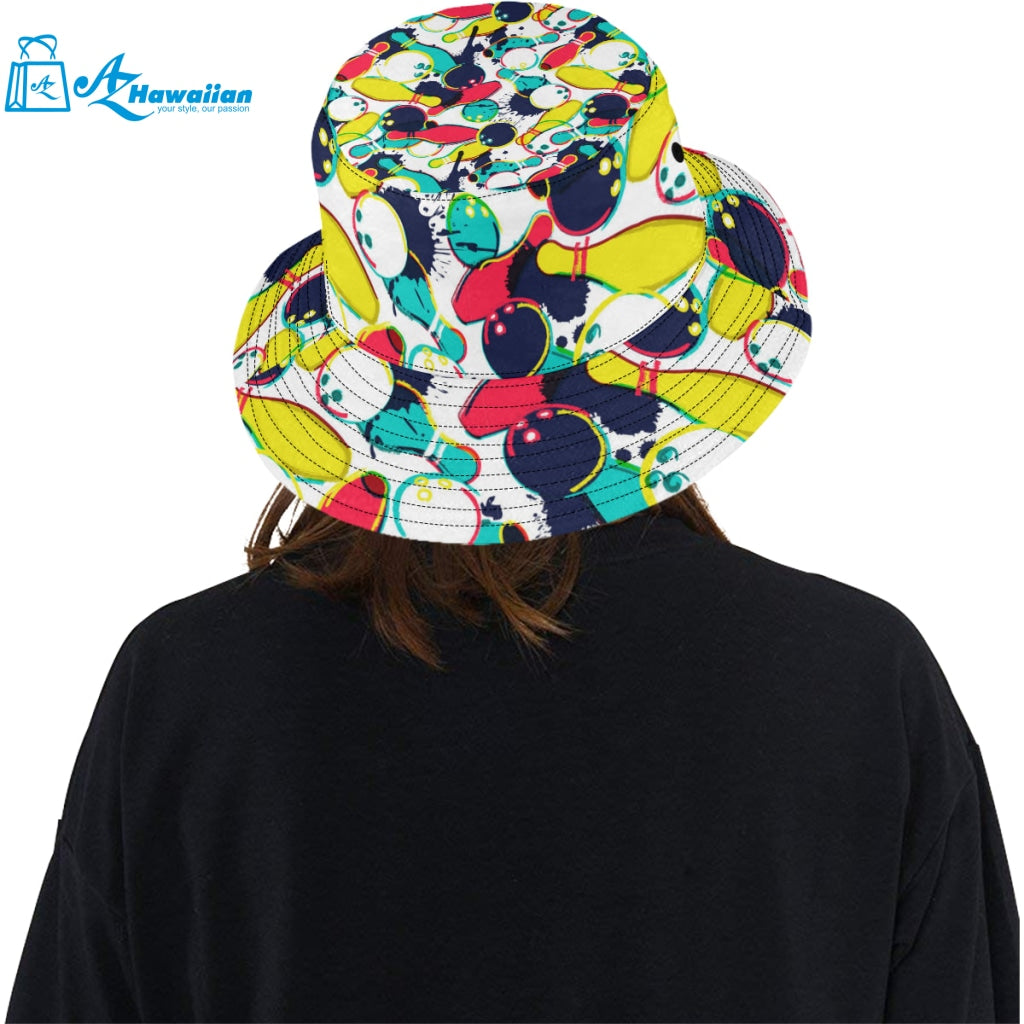 watercolor bowling ball pins Unisex Bucket Hat