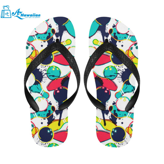 watercolor bowling ball pins Unisex Flip Flops