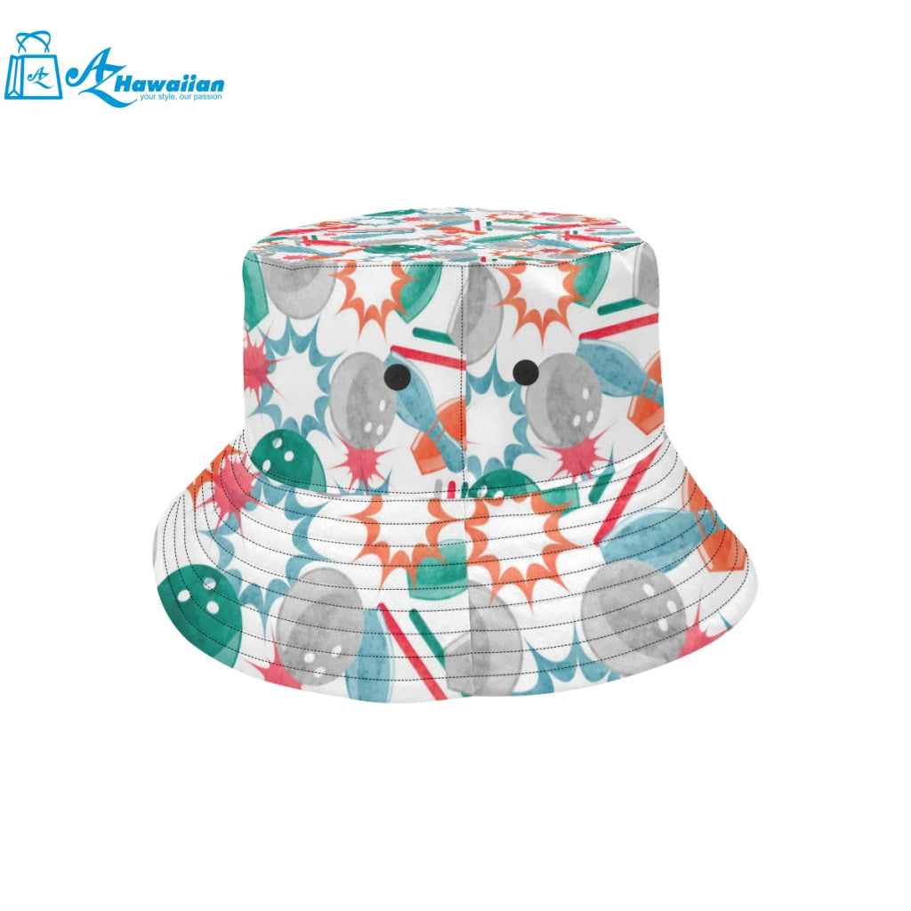 Watercolor bowling pattern Unisex Bucket Hat