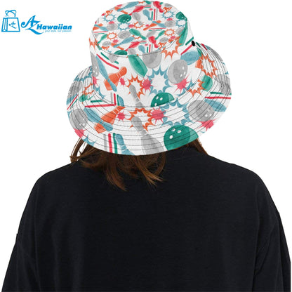 Watercolor bowling pattern Unisex Bucket Hat