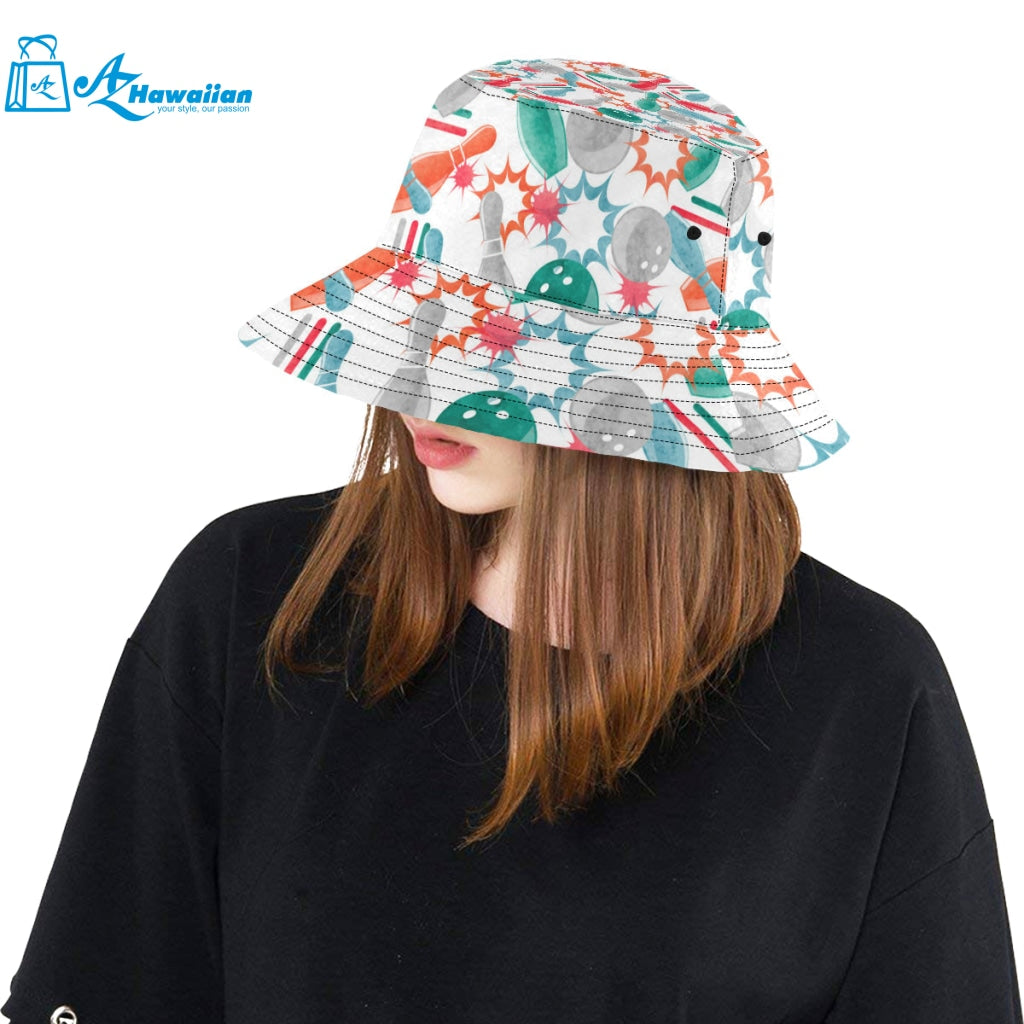 Watercolor bowling pattern Unisex Bucket Hat