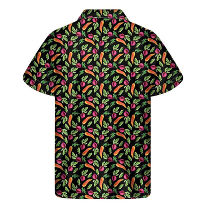 Watercolor Carrot And Radish Print Mens Short Sleeve Shirt Hawaiian