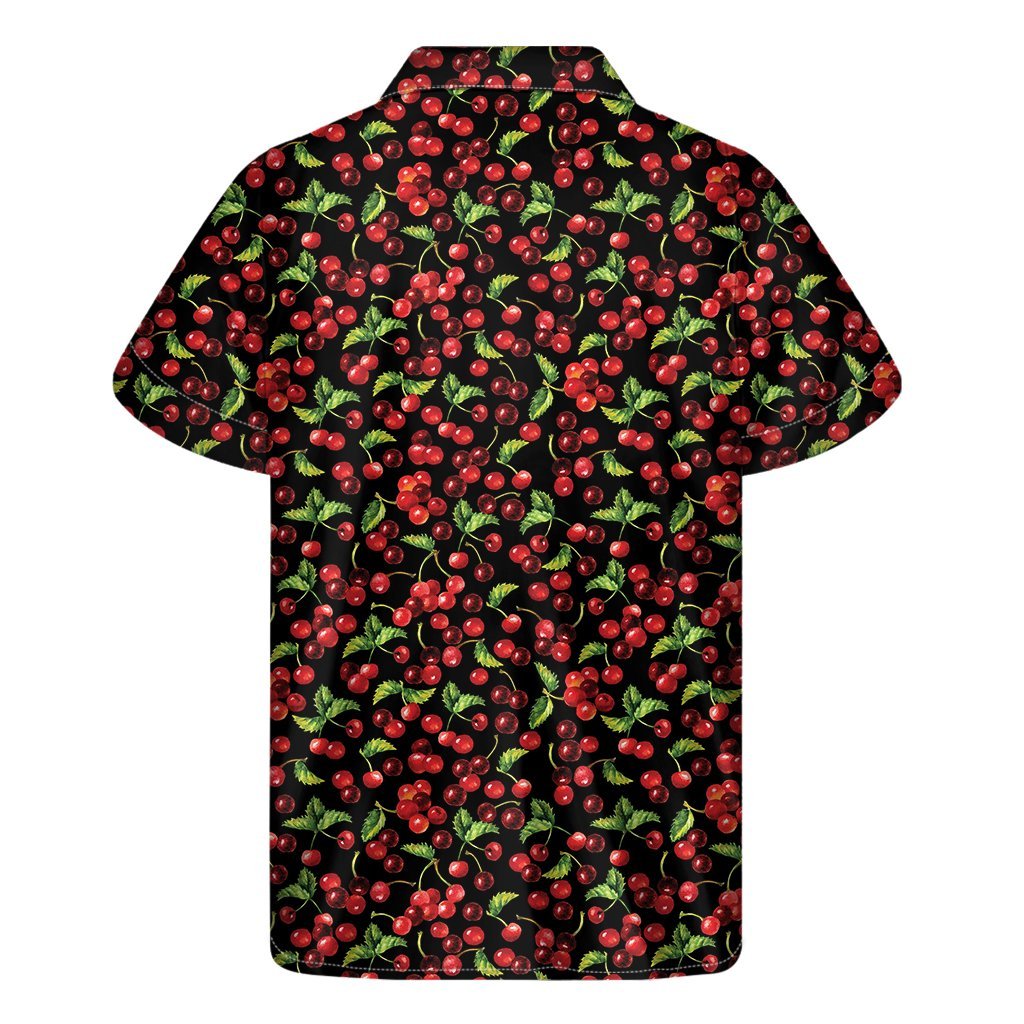 Watercolor Cherry Pattern Print Mens Short Sleeve Shirt Hawaiian