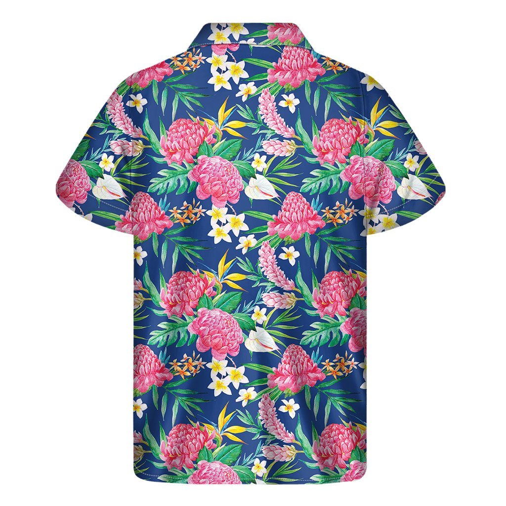 Watercolor Chrysanthemum Pattern Print Mens Short Sleeve Shirt Hawaiian