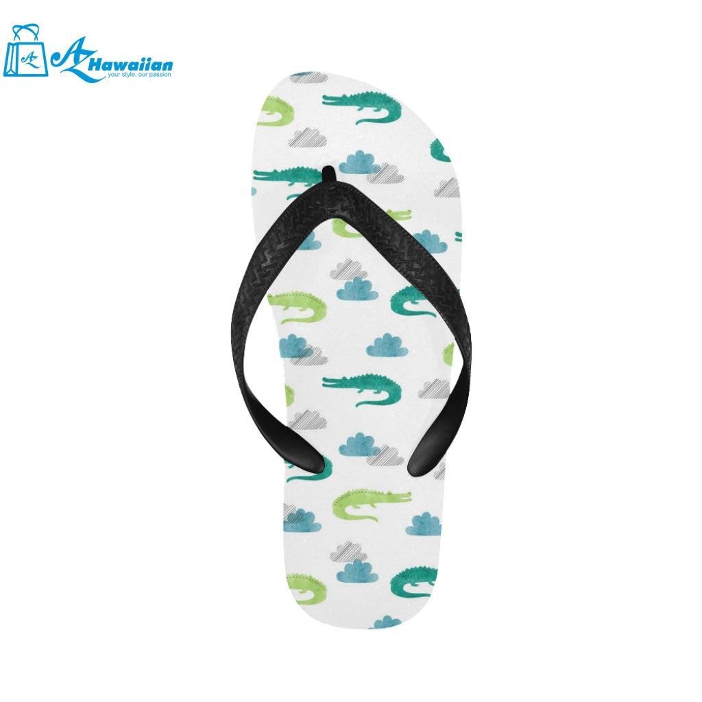 watercolor crocodile pattern Unisex Flip Flops