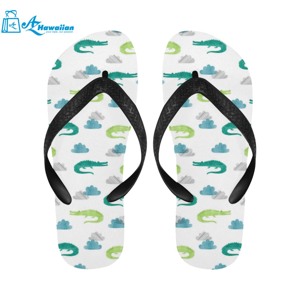 watercolor crocodile pattern Unisex Flip Flops