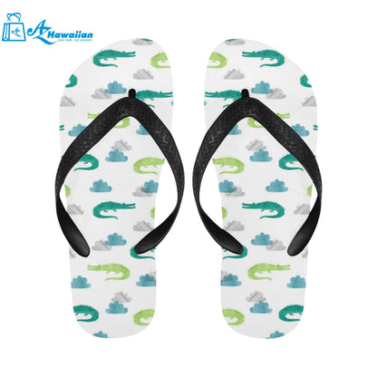 watercolor crocodile pattern Unisex Flip Flops