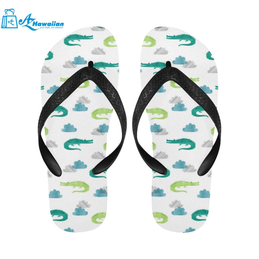 watercolor crocodile pattern Unisex Flip Flops