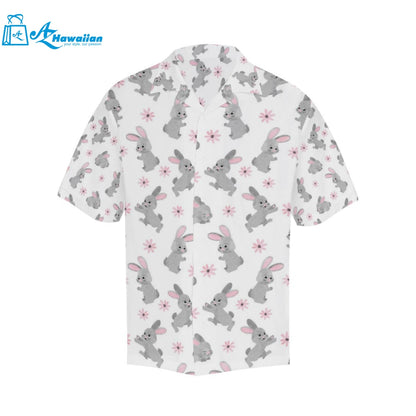 Watercolor Cute Rabbit Pattern Mens All Over Print Hawaiian Shirt