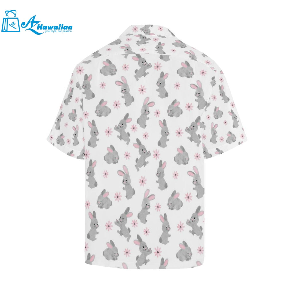 Watercolor Cute Rabbit Pattern Mens All Over Print Hawaiian Shirt