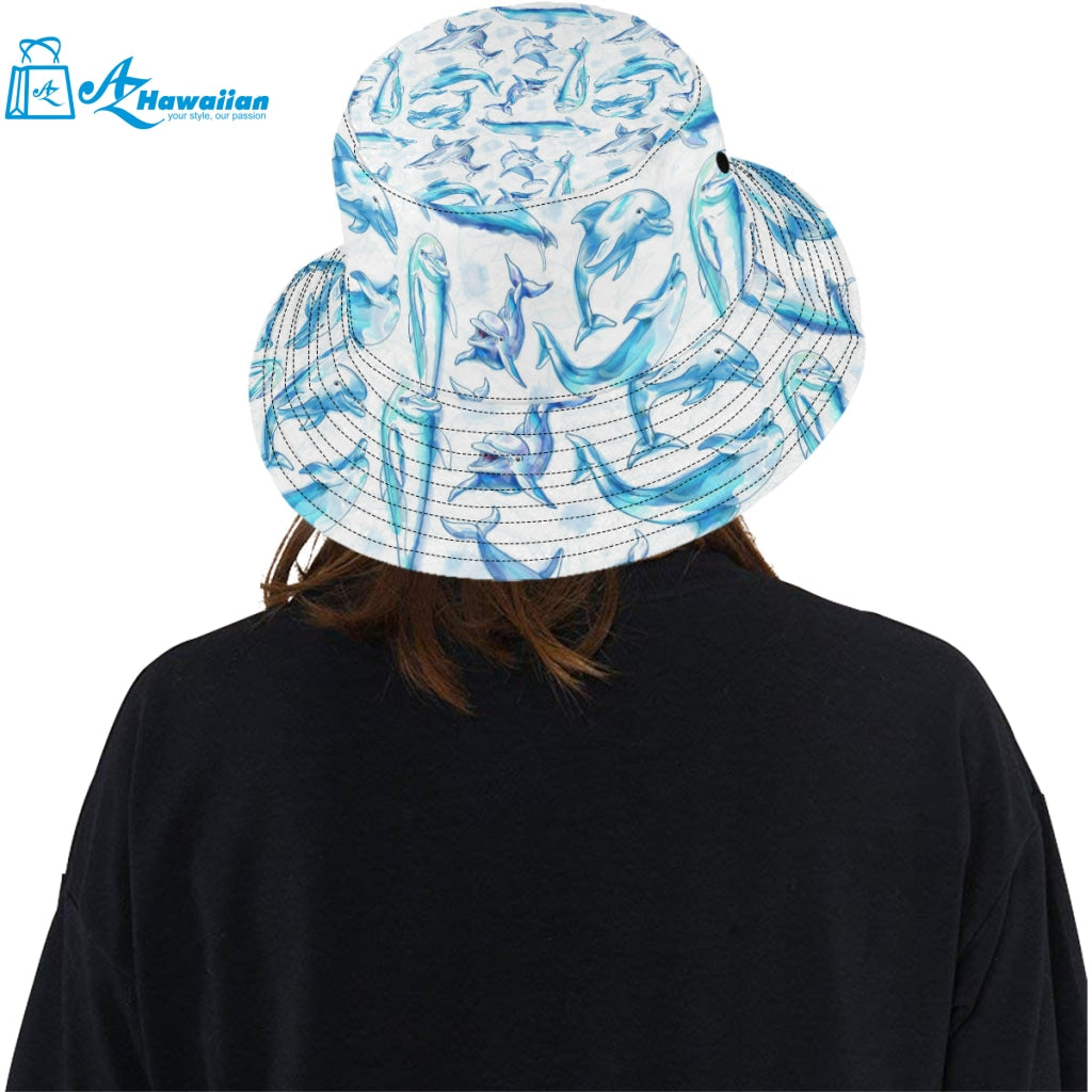 Watercolor dolphin pattern Unisex Bucket Hat