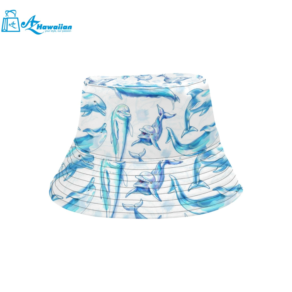 Watercolor dolphin pattern Unisex Bucket Hat