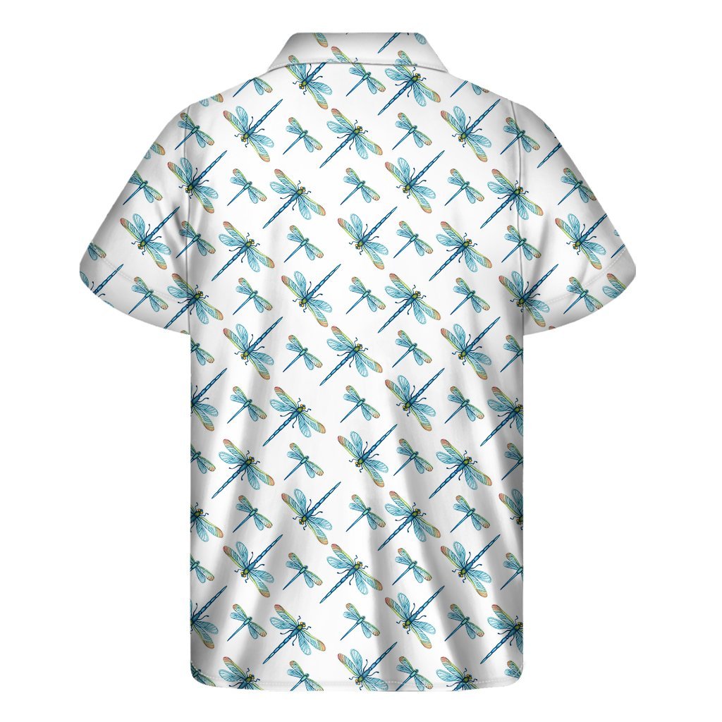 Watercolor Dragonfly Pattern Print Mens Short Sleeve Shirt Hawaiian