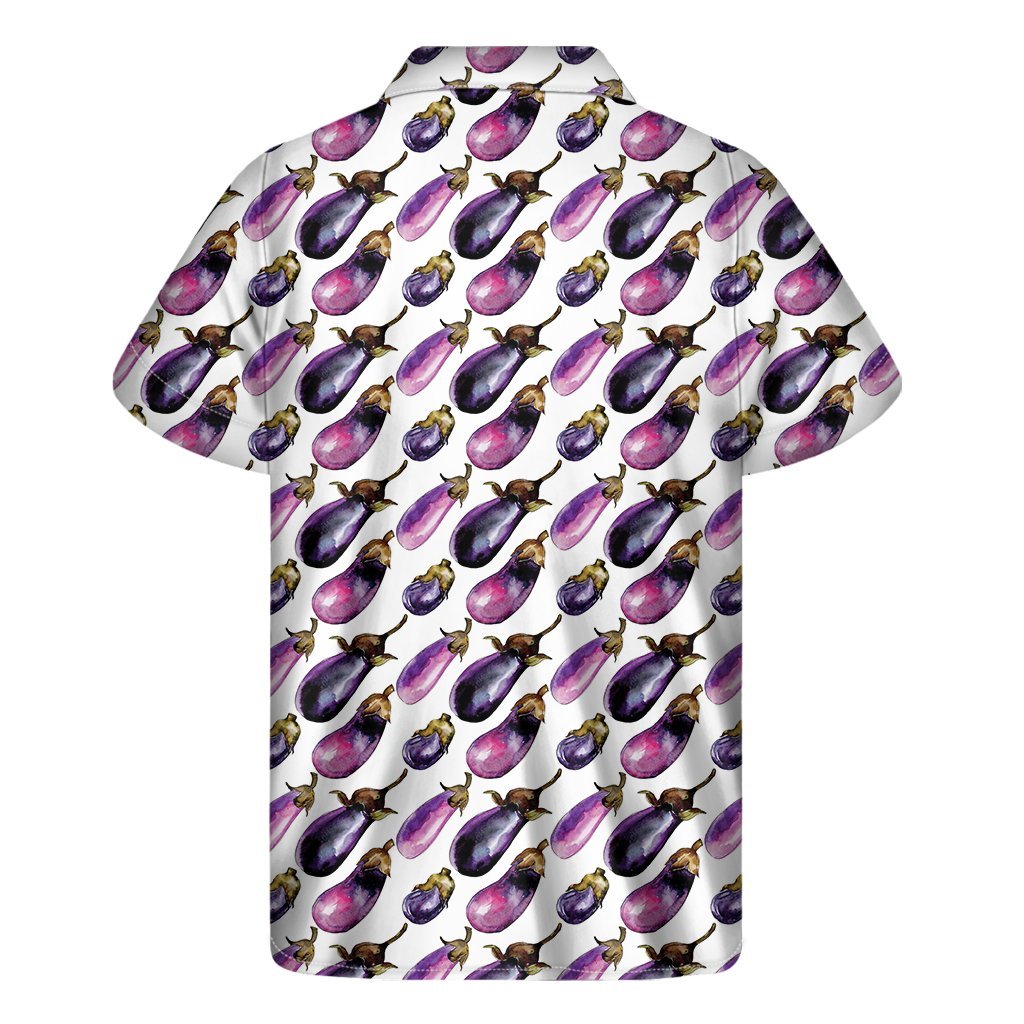 Watercolor Eggplant Pattern Print Mens Short Sleeve Shirt Hawaiian