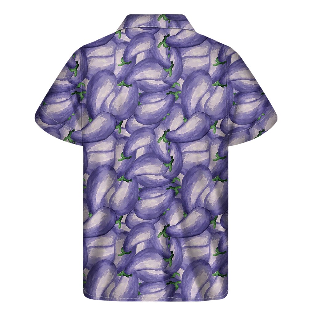 Watercolor Eggplant Print Mens Short Sleeve Shirt Hawaiian