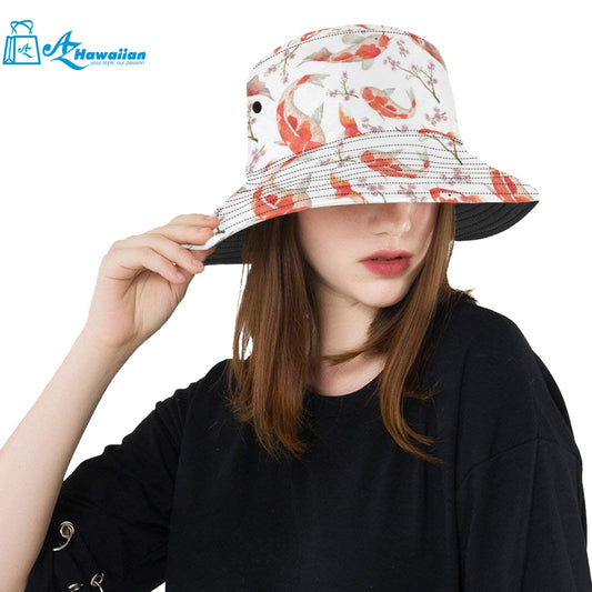 Watercolor fancy carp pattern Unisex Bucket Hat