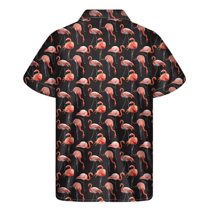 Watercolor Flamingo Pattern Print Mens Short Sleeve Shirt Hawaiian