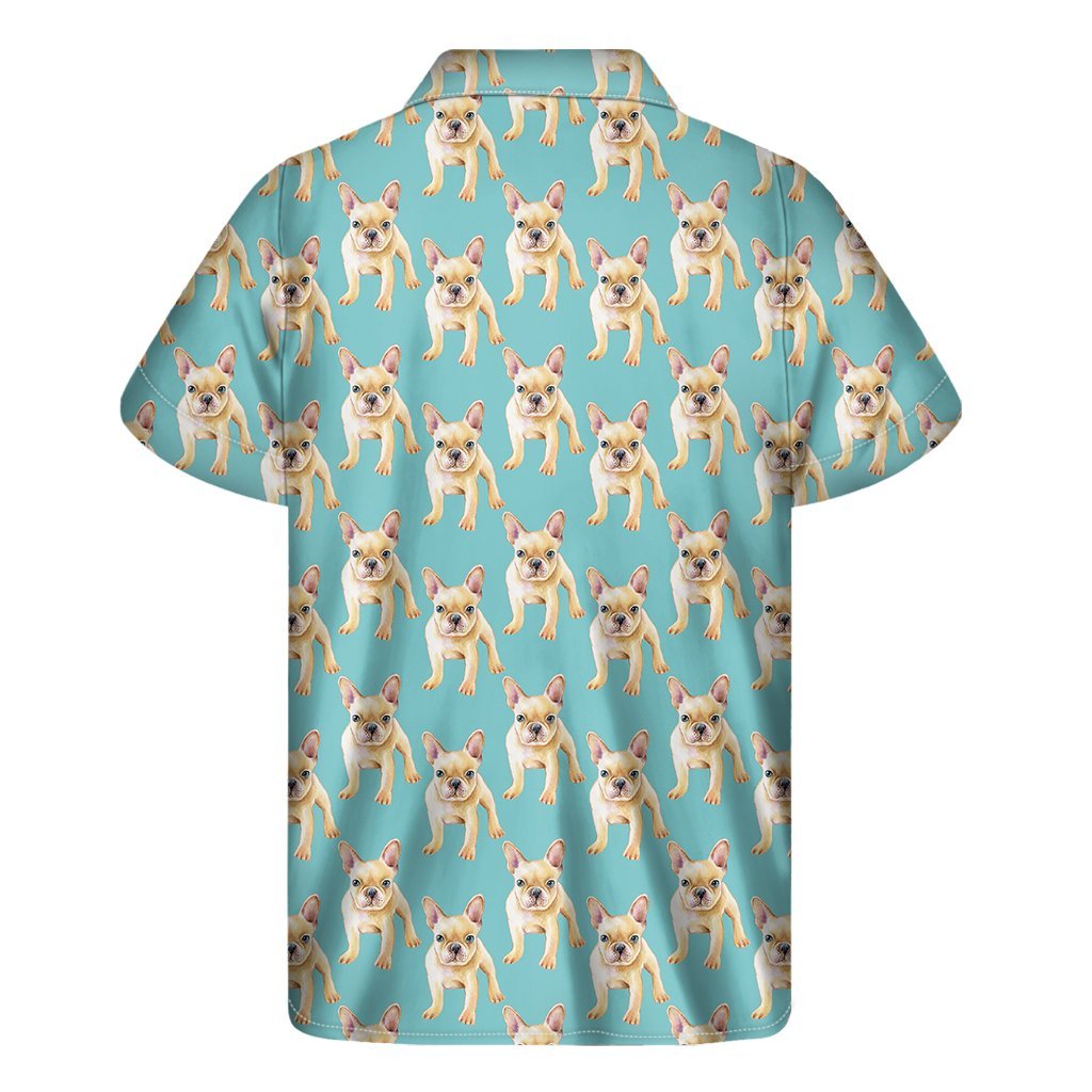 Watercolor French Bulldog Puppy Print Mens Short Sleeve Shirt Hawaiian