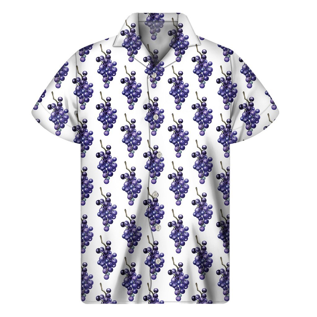 Watercolor Grape Pattern Print Mens Short Sleeve Shirt Hawaiian