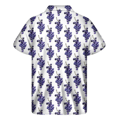 Watercolor Grape Pattern Print Mens Short Sleeve Shirt Hawaiian