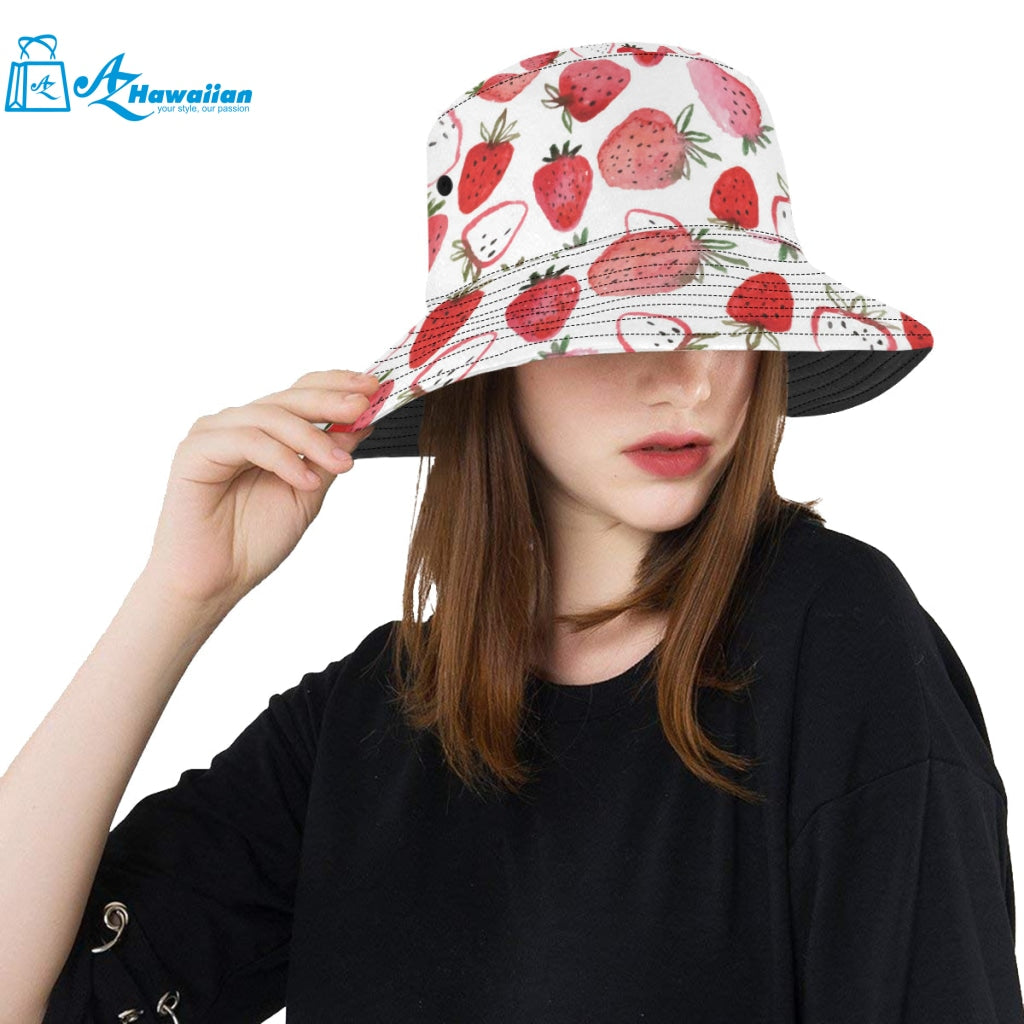 watercolor hand drawn beautiful strawberry pattern Unisex Bucket Hat