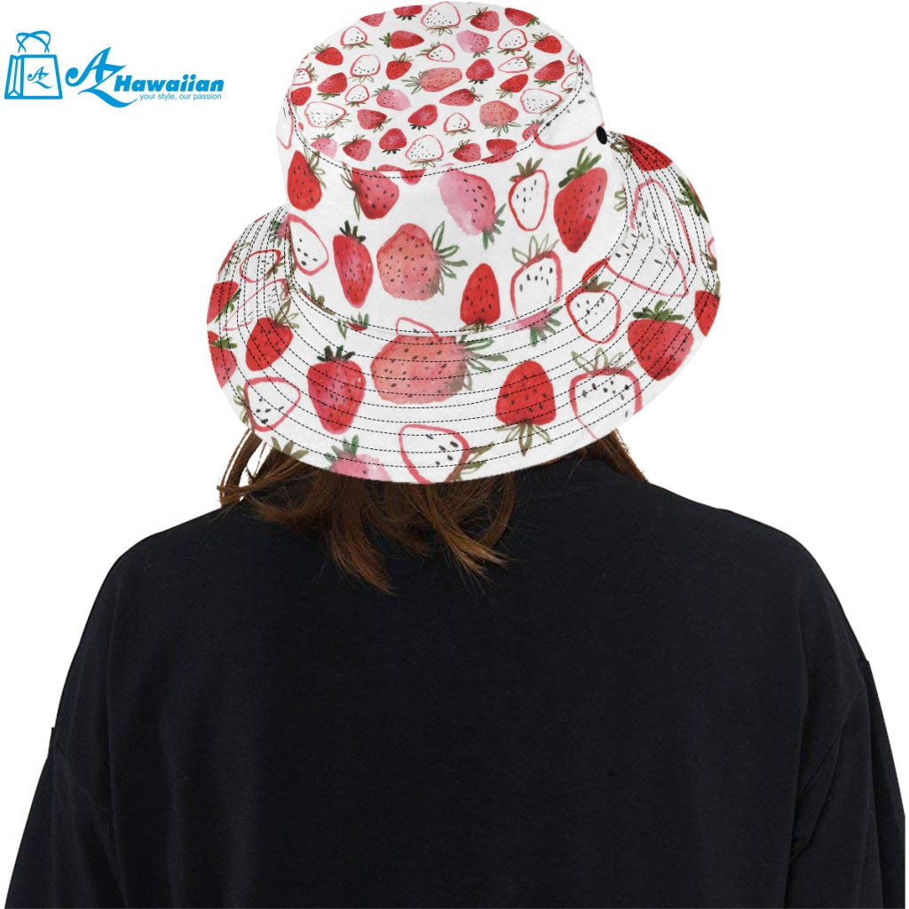 watercolor hand drawn beautiful strawberry pattern Unisex Bucket Hat