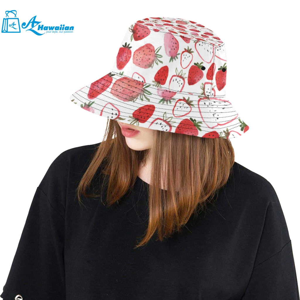 watercolor hand drawn beautiful strawberry pattern Unisex Bucket Hat