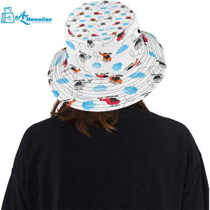 Watercolor helicopter cloud pattern Unisex Bucket Hat