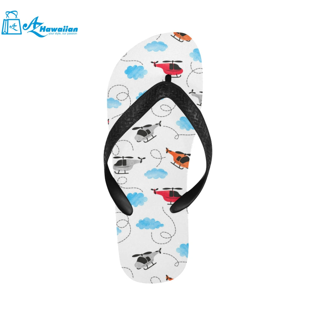 Watercolor helicopter cloud pattern Unisex Flip Flops