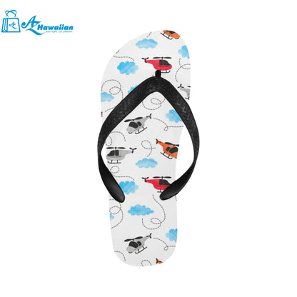 Watercolor helicopter cloud pattern Unisex Flip Flops