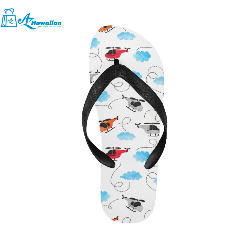 Watercolor helicopter cloud pattern Unisex Flip Flops