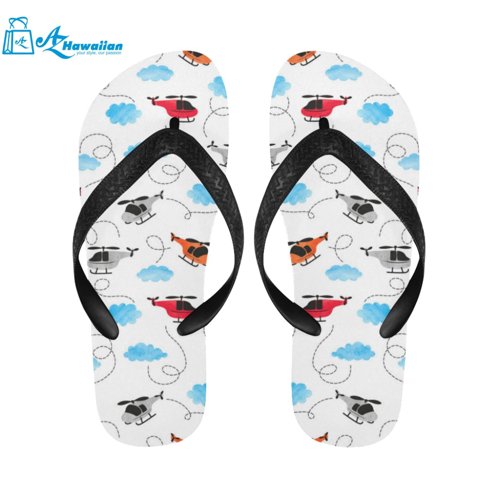 Watercolor helicopter cloud pattern Unisex Flip Flops