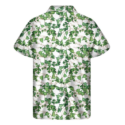 Watercolor Ivy Leaf Pattern Print Mens Short Sleeve Shirt Hawaiian