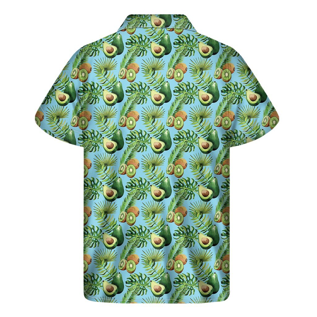 Watercolor Kiwi And Avocado Print Mens Short Sleeve Shirt Hawaiian