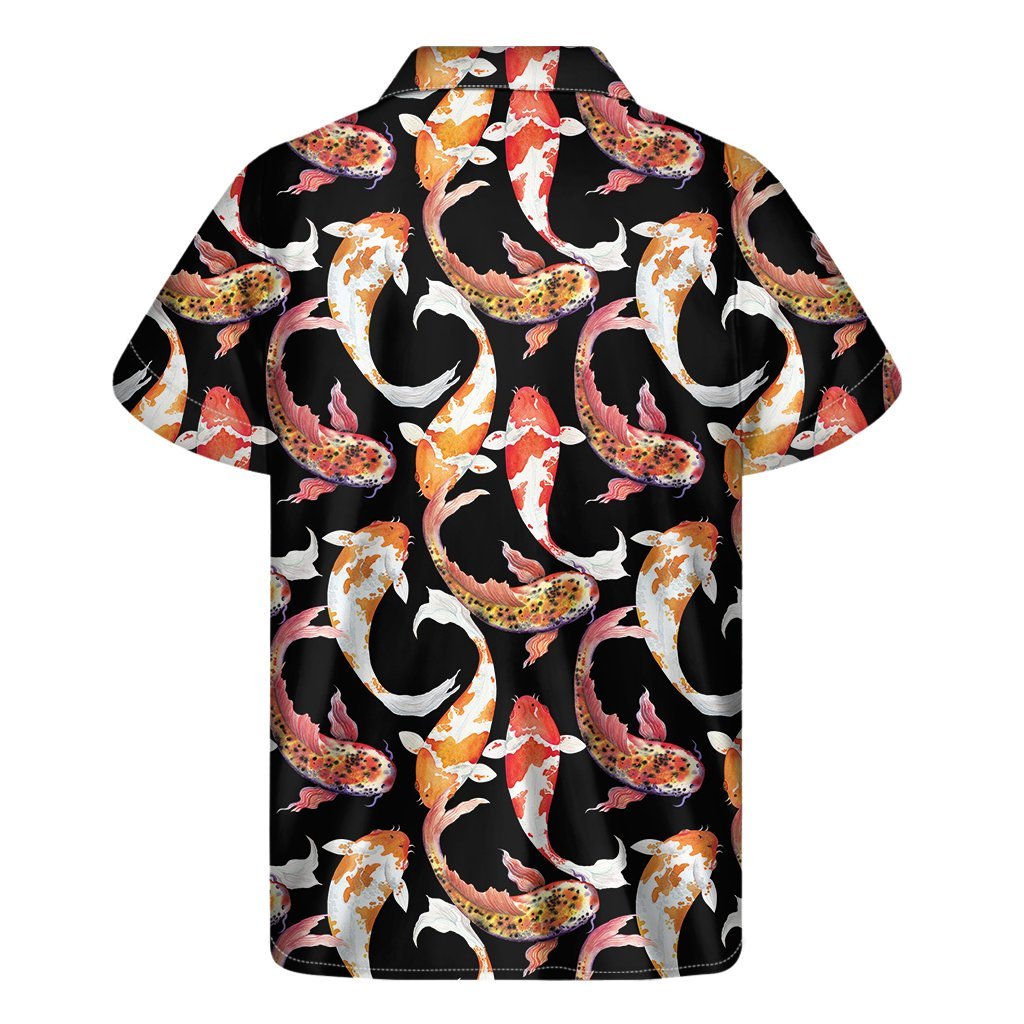 Watercolor Koi Carp Fish Pattern Print Mens Short Sleeve Shirt Hawaiian