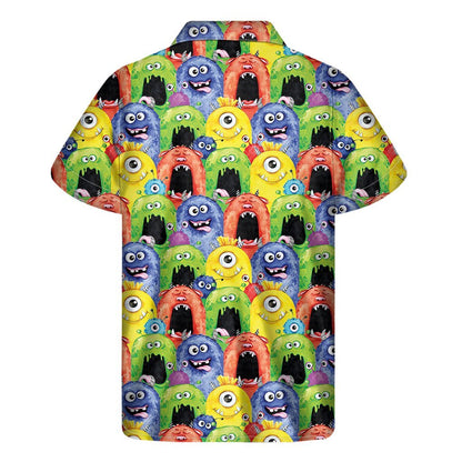 Watercolor Monster Pattern Print Mens Short Sleeve Shirt Hawaiian