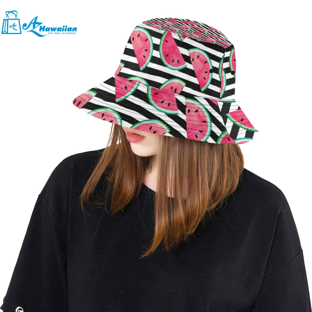 Watercolor paint textured watermelon pieces Unisex Bucket Hat