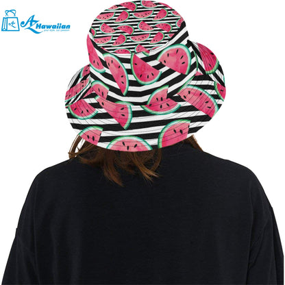 Watercolor paint textured watermelon pieces Unisex Bucket Hat