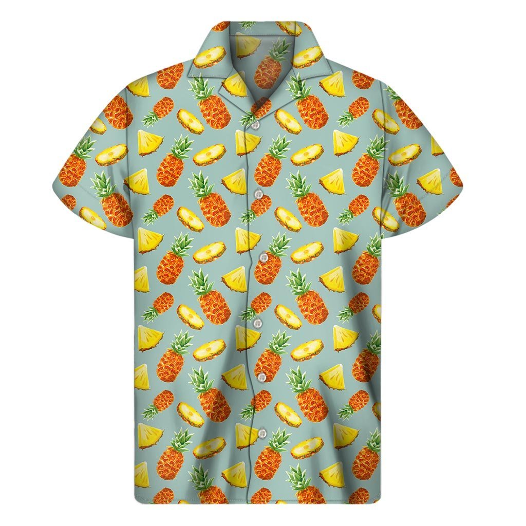 Watercolor Pineapple Pattern Print Mens Short Sleeve Shirt Hawaiian