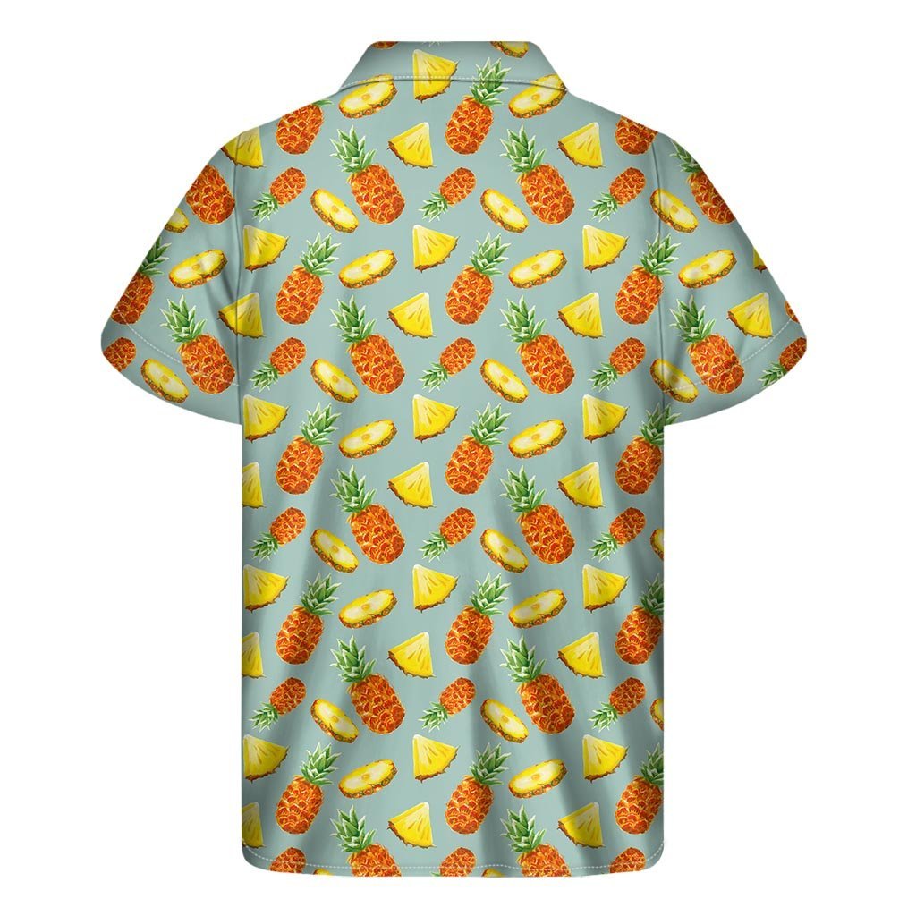 Watercolor Pineapple Pattern Print Mens Short Sleeve Shirt Hawaiian